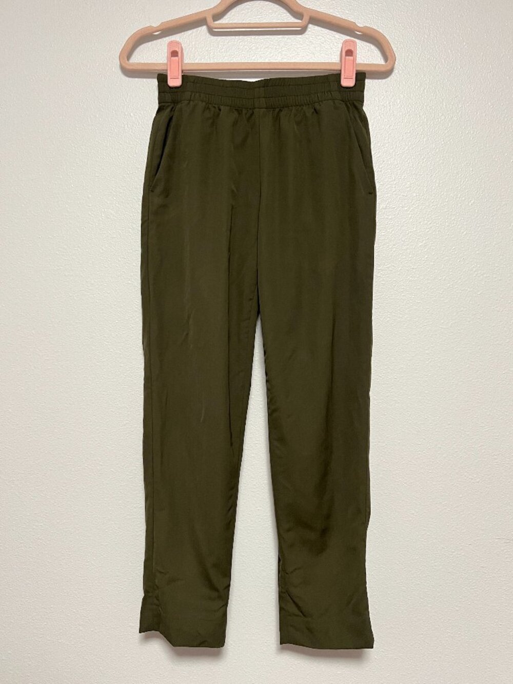 🌿 Everlane Dream Pant Olive Green Stretch Ponte Straight Leg Pants Size 00